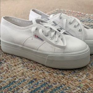 Superga white platform sneakers